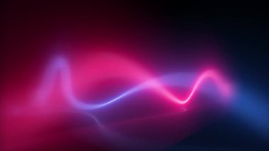 Ufuk çizgisine kadar uzanan neon koridoru, bulutsuz açık gece gökyüzü, yolun ıslak yüzeyine yansıyan ışık. Karanlık bir tünelde çok renkli bir neon..