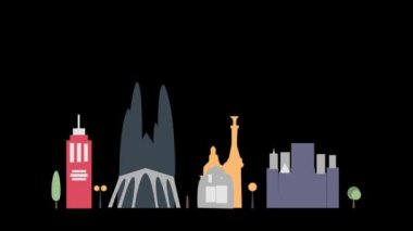 Şehir Canlandırması 4K Şehir Arkaplanındaki Barcelona Manzarası.
