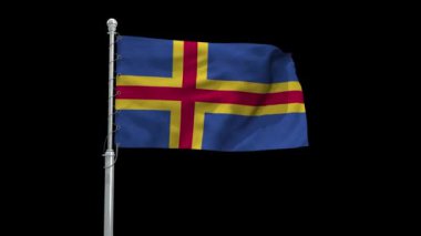 Döngü içinde Aland Flag Dalgalanması ve Dokulu 3d Yapılandırılmış Arkaplan - Yüksek Ayrıntılı Kumaş Deseni ve Döngüsü