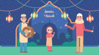 Bayram Mübarek ve Ramazan Kareem, Kurban Bayramı El Fitr animasyonu altın simli metin çizimi