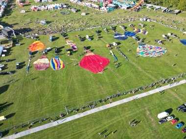 York Yorkshire Balon Festivali 2022 Knavesmire Festivali İngiltere 'nin hava görüntüsü