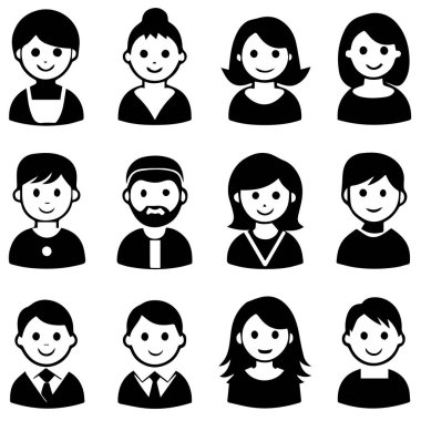 Medya sosyal ve web sitesi için Avatar simge vektör çizimleri