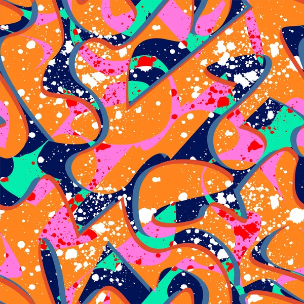 Міський Психоделічний Абстрактний Безшовний Візерунок Різнокольоровими Формами Хвиль — стоковий вектор