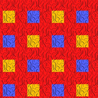 Dalga çizgileri ve kareleri olan soyut ve pürüzsüz desen