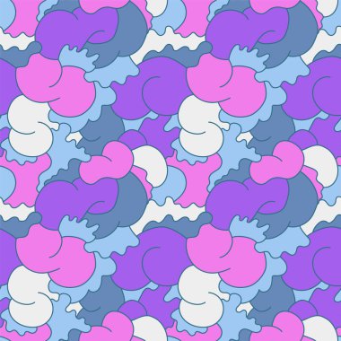 Kıvrımlı şekilli, soyut, pürüzsüz şirin desen