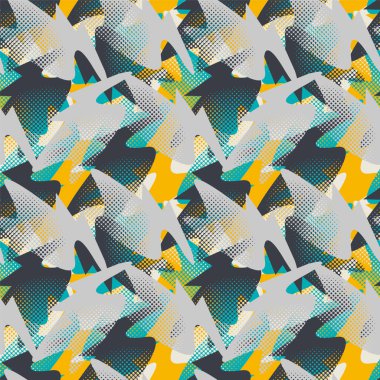 Kaotik dalga şekilli soyut kentsel renkli desen 