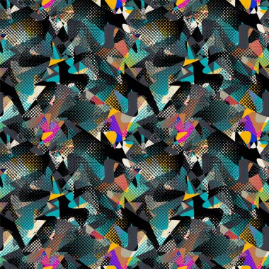 Kaotik dalga şekilli soyut kentsel renkli desen 