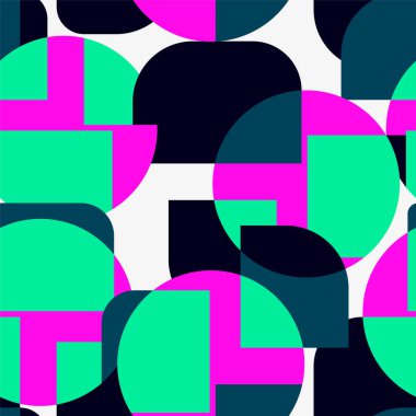 Seamless abstract pattern with repeat circles and geometry elements