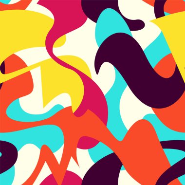 Colorful abstract seamless pattern with wave vector shape 
