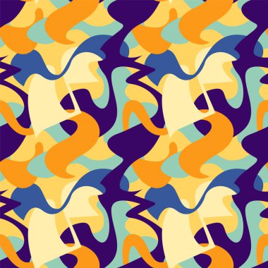 Colorful abstract seamless pattern with wave vector shape 