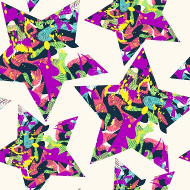 Seamless abstarct pattern with unique stars