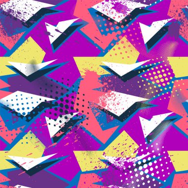 Seamless urban abstract artwork with curved geometry pattern