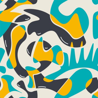 Unusual seamless abstract pattern with wave geometry shapes