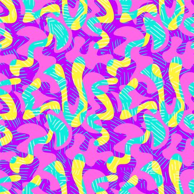 Seamless abstract pattern with wave colorful shapes 