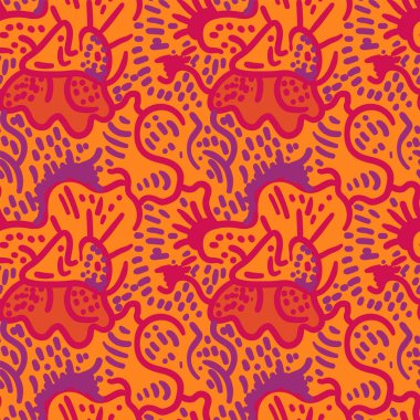 Unique abstract seamless colorful pattern with wave lines