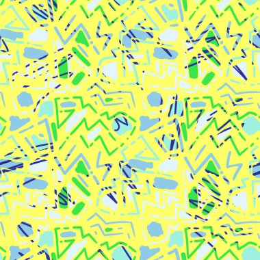 Abstract seamless hand drawn artwprk with wave chaotic lines and spots