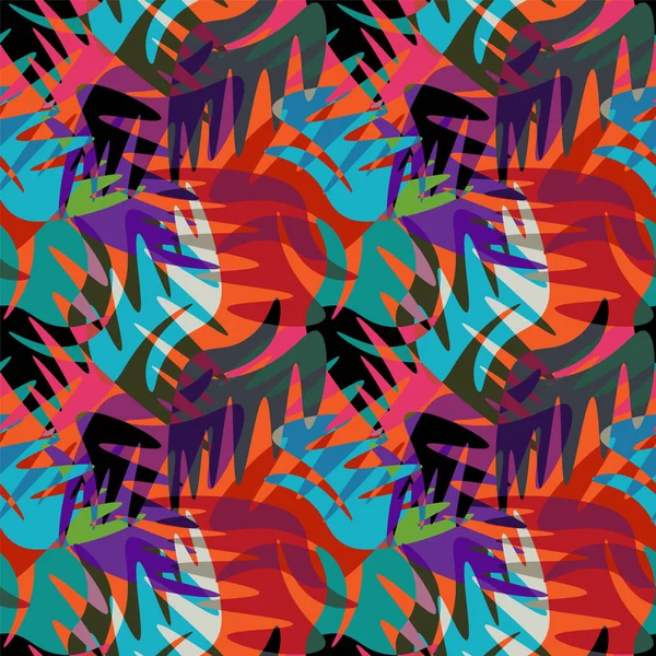 Naadloos Abstract Patroon Met Herhaalde Kleurrijke Golfelementen — Stockvector