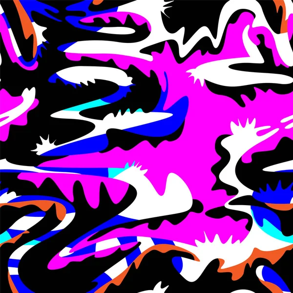 Ongebruikelijke Abstracte Stedelijke Naadloze Patroon Met Kleurrijke Golfelementen — Stockvector