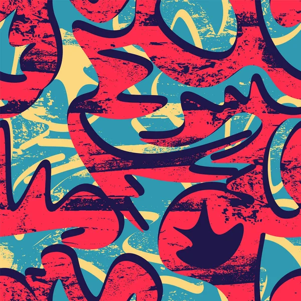 Dalga Şekilleri Grunge Noktalarıyla Kusursuz Renkli Sanat Eserleri — Stok Vektör