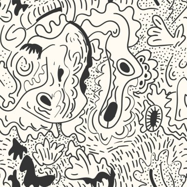 El çizimi renkli soyut desenlere sahip alışılmadık vektörsüz çizimler