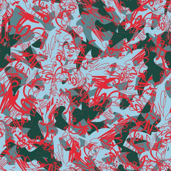 Stedelijke Kleurrijke Abstracte Naadloze Patroon Met Chaotische Vormen Lijnen — Stockvector