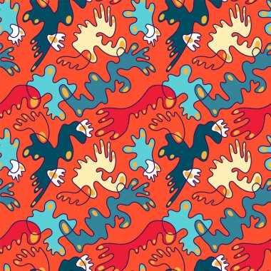 Dalganın el çizimi şekilleriyle soyut, alışılmadık, pürüzsüz desen  