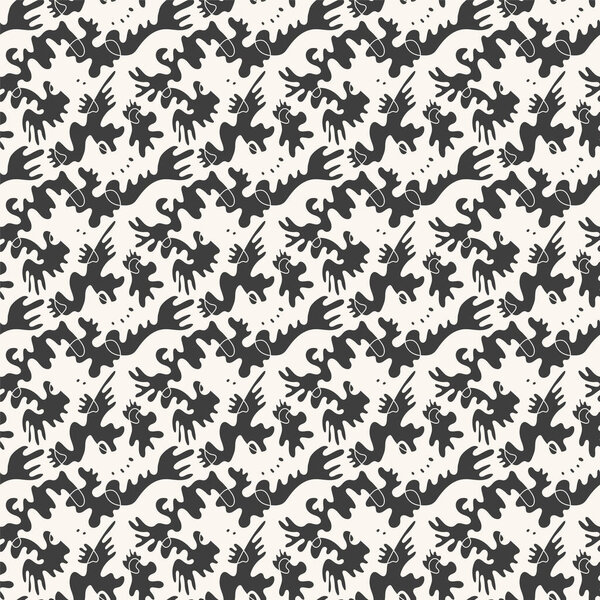 Abstract unusual seamless pattern with wave hand drawn shapes  
