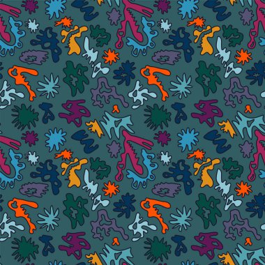 Çizgi film basit renkli elementlerle kusursuz soyut benzersiz desen