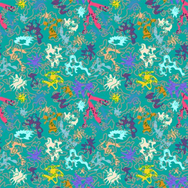 Çizgi film basit renkli elementlerle kusursuz soyut benzersiz desen