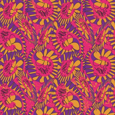 Renkli, kusursuz hippi desenli özgün sanat eserleri.