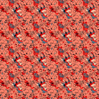 Doğa desenli kusursuz, soyut, şirin bir çizgi.