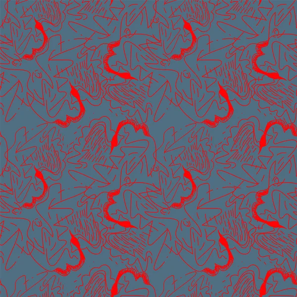 波の混沌としたラインを持つ珍しい抽象的なシームレスパターン — ストックベクタ