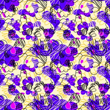 Doğal soyut desenli kusursuz el çizimleri.