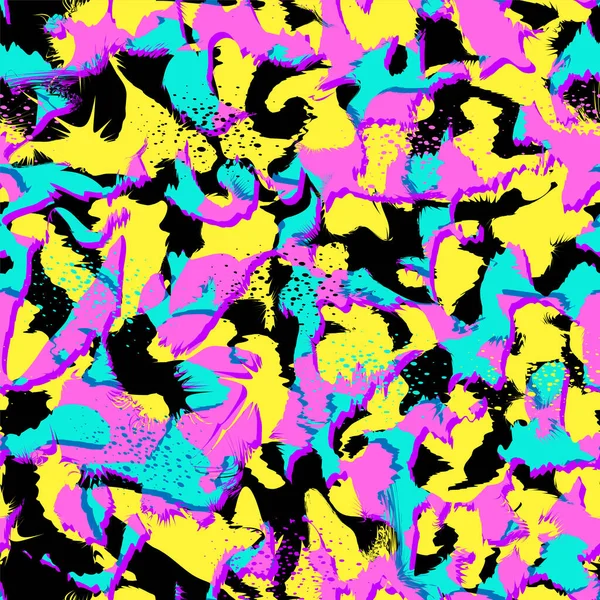 カラフルなサイケデリック抽象迷彩シームレスパターン — ストックベクタ