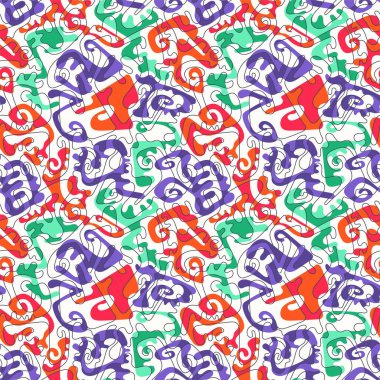 Baskı kumaşı, tekstil ve giysi için el çizimi desenleri olan renksiz, renksiz, vektör sürrealitesi..