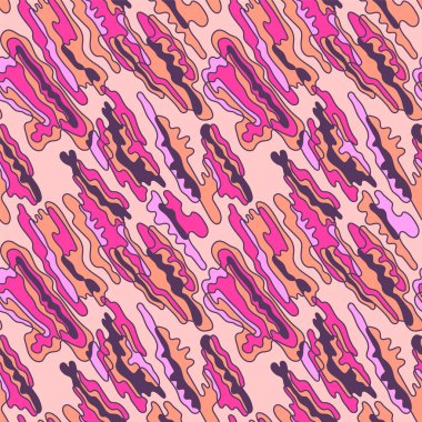 Renkli soyut dalga çizgileri ve elementlerle alışılmadık vektörsüz desen