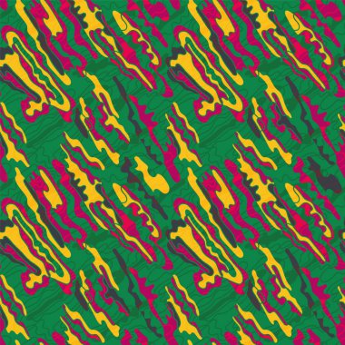 Renkli soyut dalga çizgileri ve elementlerle alışılmadık vektörsüz desen