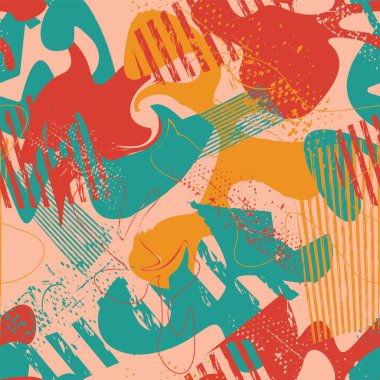 Grunge noktaları ve dalga şekilleriyle soyut vektörsüz desen