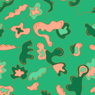 Elle çizilmiş soyut bitki süslemeleri ile renksiz desen