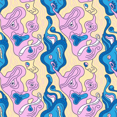 Psikedelik soyut, soyut yüzlü, kusursuz bir desen. 