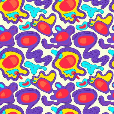 Kusursuz vektör renkli hippi deseni. Benzersiz sanatlar