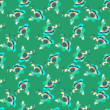 El çizimi renkli psikedelik desenli kusursuz vektör arkaplanı