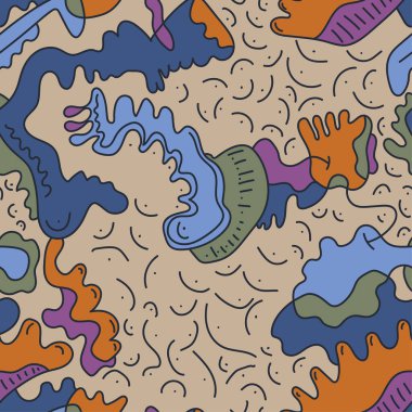  Benzersiz el çizimi desenli yaratıcı soyut zemin. Psikedelik sanat eserleri