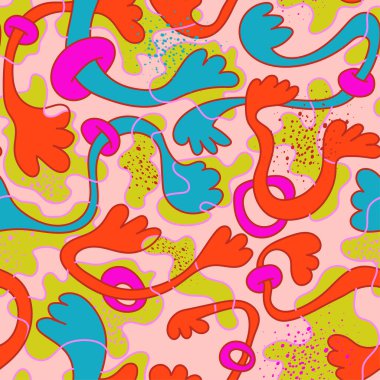 Renkli desenli kusursuz benzersiz soyut vektör çizimi