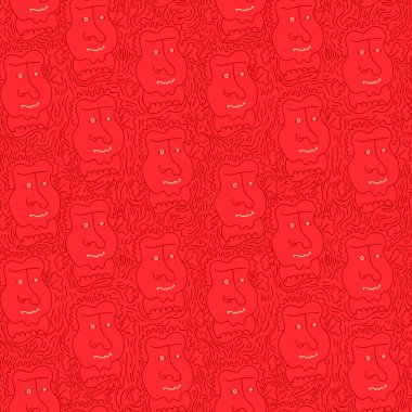 Kaotik tekrar eden soyut insan yüzleri olan eşsiz kusursuz arkaplan.