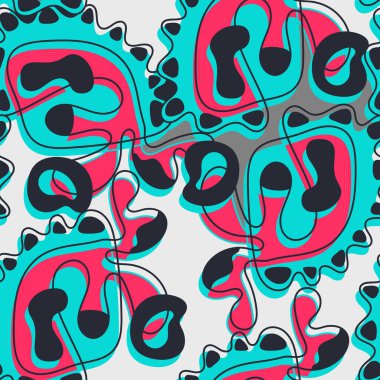 Soyut sıradışı şekiller ve dalga çizgileriyle soyut ve pürüzsüz desen