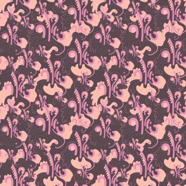 Tekstil, doku, giysi ve duvar kağıtları için el çizimi deseni olan eşsiz, soyut, pürüzsüz bir desen.