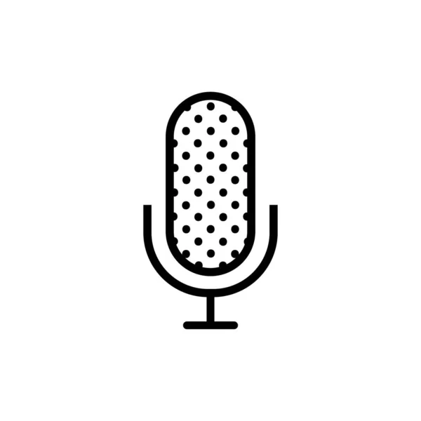 Mikrofon Vector Icon Umrissstil Isoliert Auf Weißem Hintergrund — Stockvektor