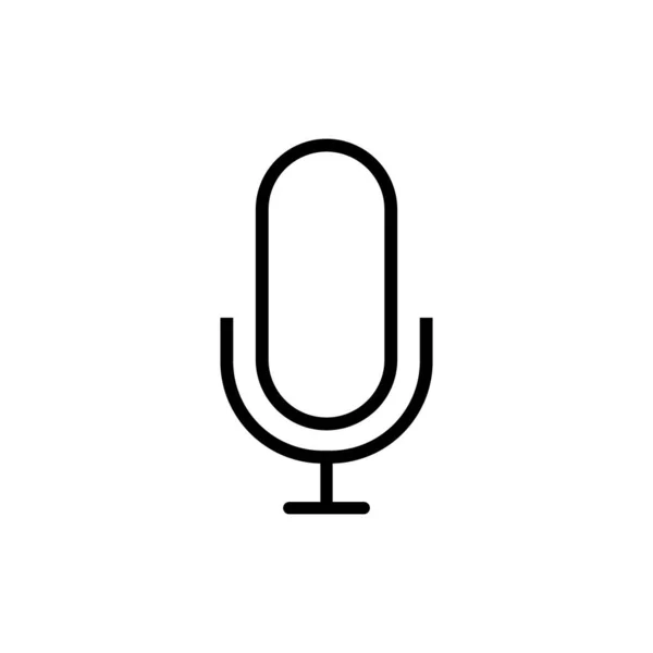 Icône Vectorielle Microphone Style Contour Isolé Sur Fond Blanc — Image vectorielle