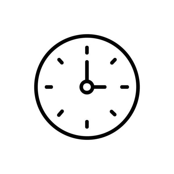 Icône Vectorielle Horloge Style Contour Isolé Sur Fond Blanc — Image vectorielle
